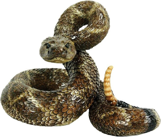 Michael Carr Designs Western Diamondback Rattlesnake L - Outdoor Snake Figurine for gardens, patios and lawns (80057),Brown