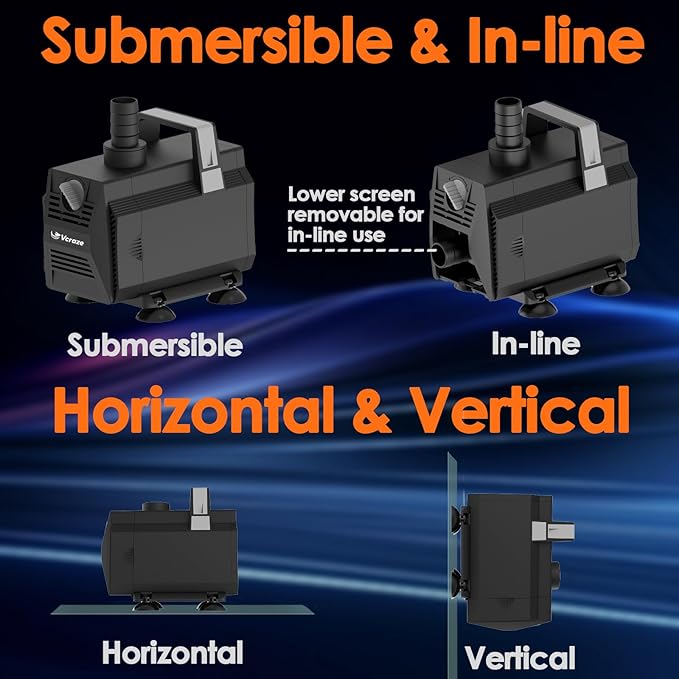 Submersible Water Pump 1050GPH/55W Fountain Pumps with Flow Control, Pond Pump Submersible Outdoor with 10ft 3-Core Power cable for Hydroponics, Aquarium, Waterfall, Statuary, Water feature