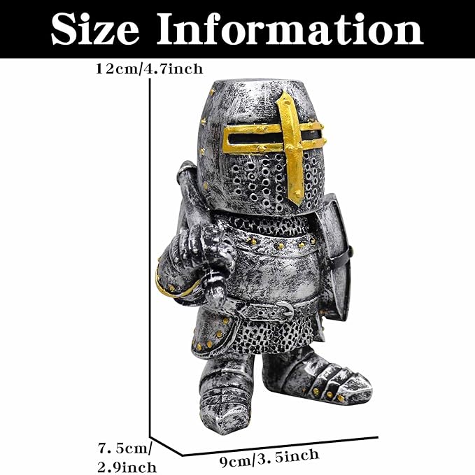 nezababy 8 pcs Knight Gnomes Guard Garden Statue Decoration Medieval Wee Crusader Battle Swordsman Fighting Outdoor Figurines Lawn Decor Resin (H)