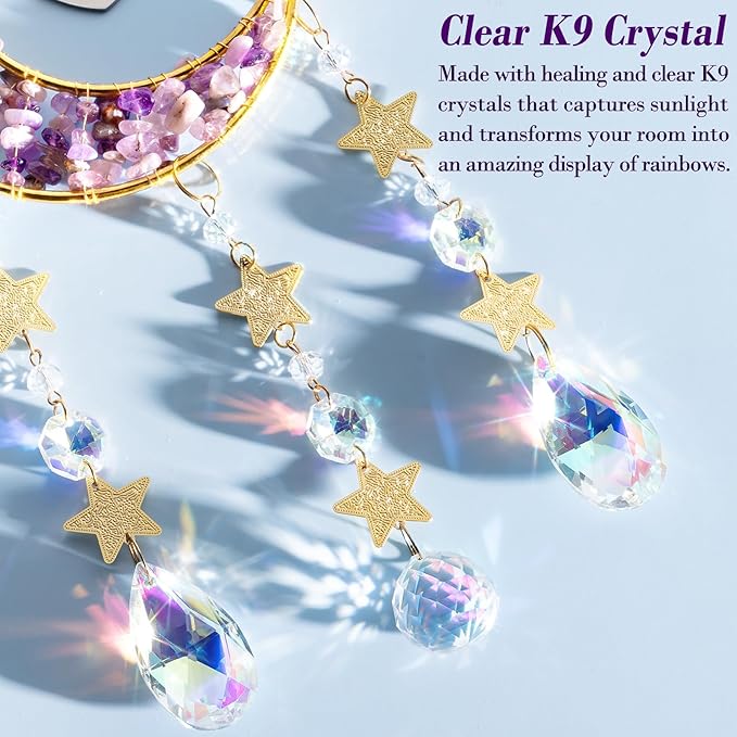 Best Mom Gifts for Mom from Daughter Son Kids, Mom Birthday Gifts for Mother-in-Law Mom, Moon Crystal Suncatcher for Window Hanging New Mom Gifts for Women Wife