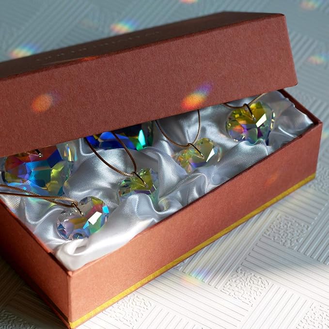 Crystal Heart Prisms Suncatcher Pendant AB Color for Windows, Garden Hanging Decor, Rainbow Maker Crystal Ornament 30/45mm Set of 7
