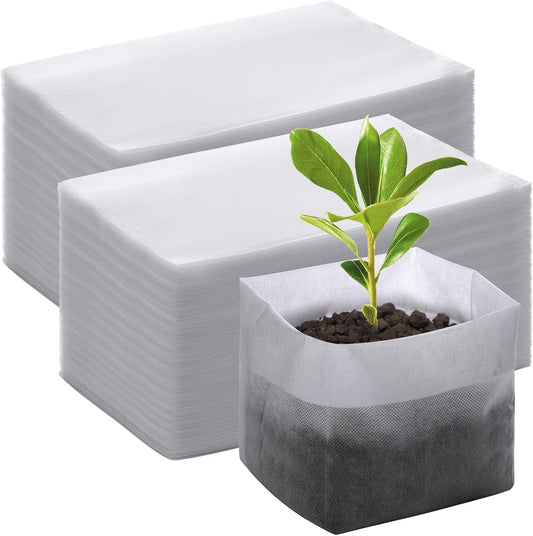 GREANER Fabric Seedling Plant Grow Bags, 200 PCS Non-Woven Plant Nursery, 9.8x11 inches Biodegradable Plant Starter Bags for Tree, Flower, Vegetable, Fruit, Saplings, Home Garden Supply