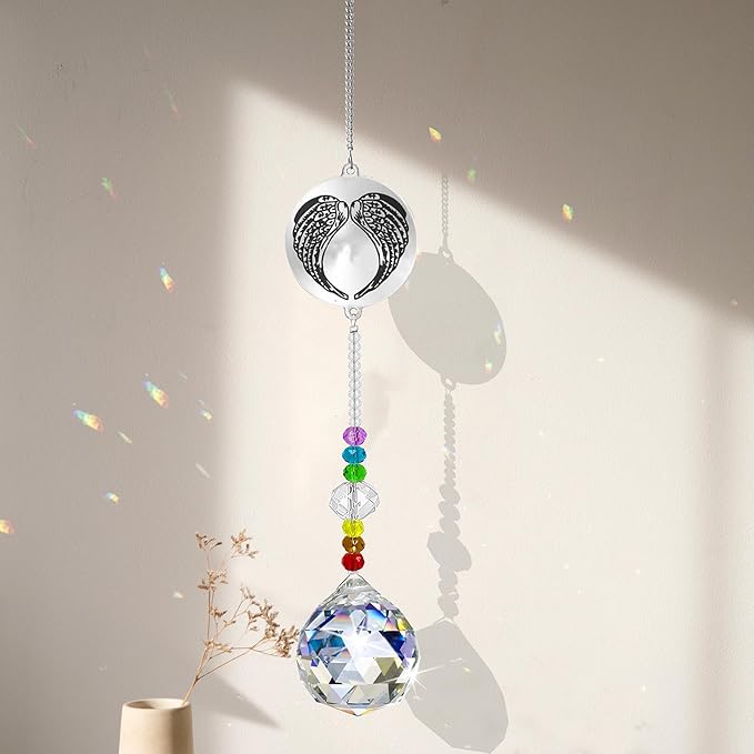 Memorial Gifts Crystal Suncatcher,Unique Sympathy Gifts for Loss of Loved One,Rainbow Maker Bereavement Gifts Box for Loss of Father Mom Dad Son Daughter Husband Brother Grandmother (Angel)