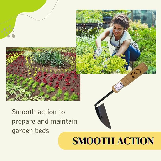 Japanese Sickle (Nejirigama) Durable Carbon Steel (SK85) Blade, Weeder Scraper Hoe, Hand Held Garden Tool, Blade Length 4.72inch