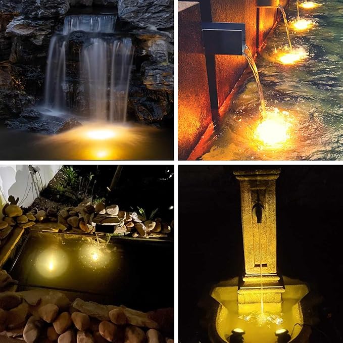 Pond Lights with Timer, Colored Fountain Lights IP68 Waterproof Pond Light, Underwater LED Dimmable Outdoor Lights for Fish Tank Pond Fountain Garden Landscape, 2 Lights