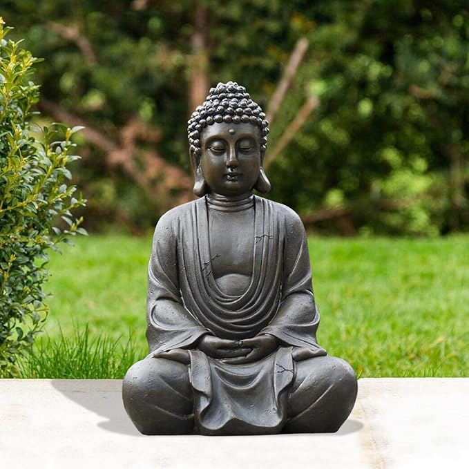 Goodeco Meditating Buddha Statue Outdoor - Large Zen Garden Buddha Sculpture,Indoor/Outdoor Statues Decoration,Decor for Home,Garden,Patio,Deck,Porch Yard Art,Antique Bronze (17 inch)