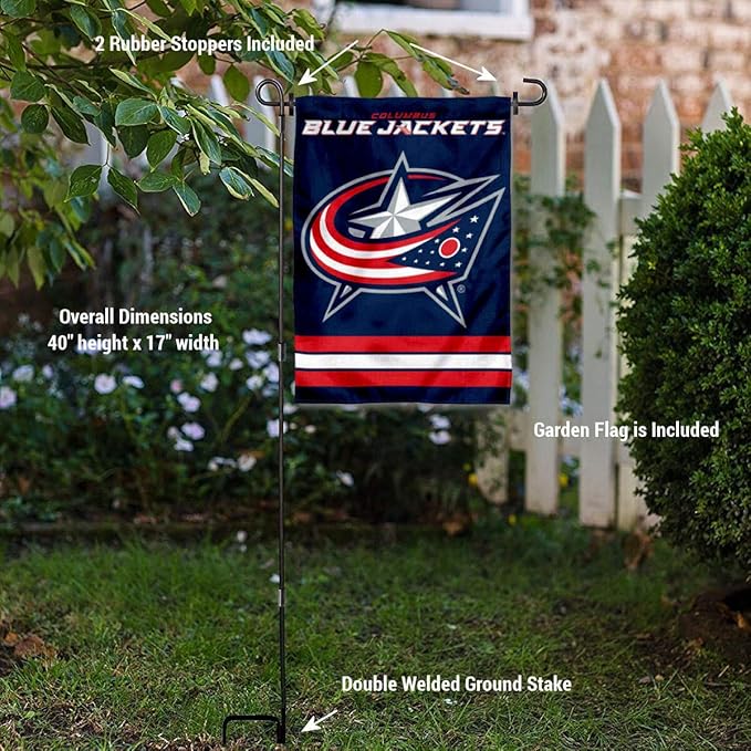 WinCraft Columbus Blue Jackets Garden Flag with Pole Stand Holder