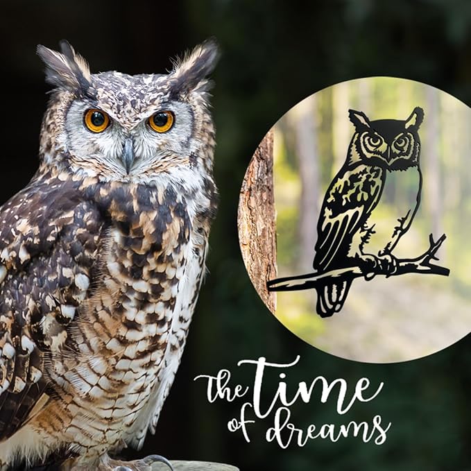Owl Garden Decor Metal Birds Yard Decor Owl Wall Decor Gifts Wall Art Metal Owl Outdoor Christmas Garden Decor Yard Art Outdoor Tree Decor Garden Silhouette,Metal Art for Outside