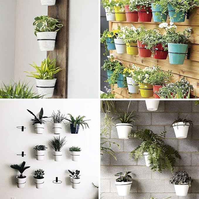 6 Pack 6in Flower Pot Holder Ring Wall Mounted Metal Planter Hooks Hangers Wall Bracket Wall Planter Hook (6, 6")