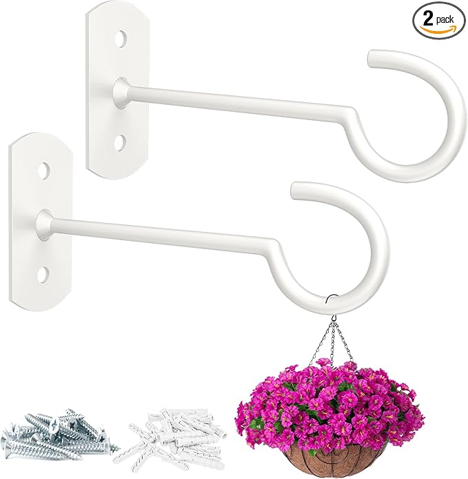 Plant Hook 6inch,Plant Hanger Shepherds Plant Bracket for Wall Hanging Wind Chimes Lanterns,Bird Feeder,Flower Basket,Home Decor Indoor & Outdoor 2 Pack