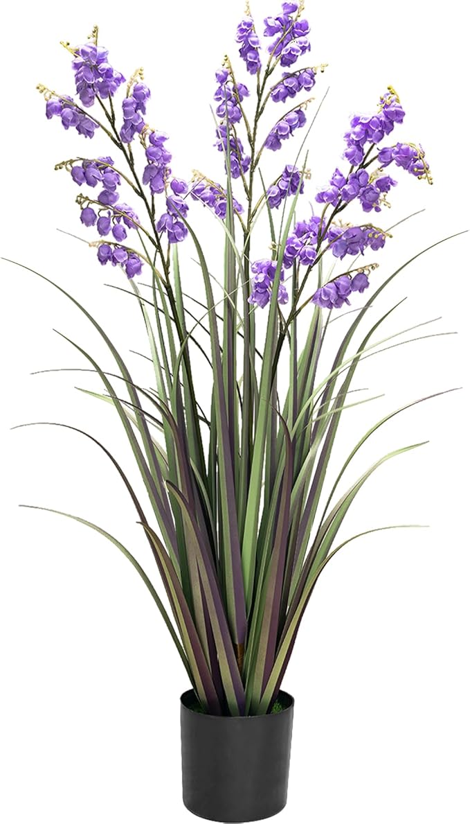 Green Onions Home Decor Fake Plants Lily of The Valley Snake Plant Home DéCor Accents Artificial Grass Room Decor Artificial Plants Indoor Artificial Grass 36“ 1 Pack（Purple）