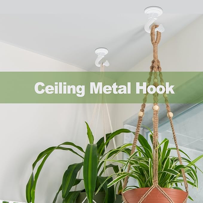Ceiling Swag Hook Sets - Heavy Duty Hooks with Mounting Hardware for Hanging Plant, Ceiling or Extender Chains - Easy Install with Screws/Brackets (10 pcs - White)