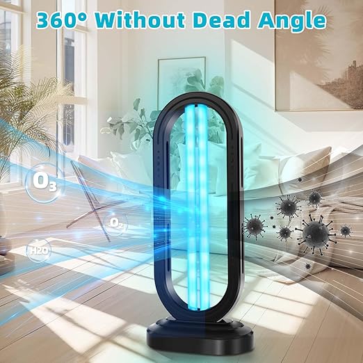 UV Light Sanitizer,UVC Home Disinfection Device 4-Speed Timing and Remote Control,Ultraviolet Light Sanitizer for Bed Bugs and Dust Mites,UV Lamp for Whole Room