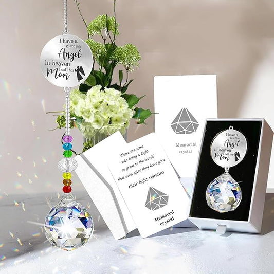 Memorial Gifts Crystal Suncatcher,Unique Sympathy Gifts for Loss of Loved One,Rainbow Maker Bereavement Gifts Box for Loss of Father Mom Dad Son Daughter Husband Brother Grandmother (Angel)