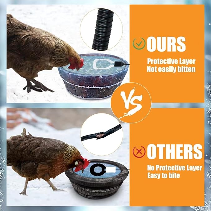 Kardeep 500W Bird Bath Heater, Cast Aluminum Submergible Stock Tank Heater De-icer Thermostatic Control Chicken Water Heater, Bird Bath Deicer for Winter Livestock