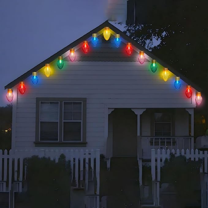 Jumbo Multicolor Christmas String Lights,16FT Jumbo Christmas Hanging Lights with 10 5'' LED C9 Large Strawberry Multicolor Bulbs, Hanging Christmas Decorations Lights for Home Tree Roof Yard Garden