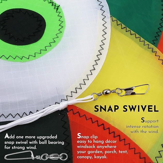 emma kites Cute Rainbow Fish Windsock Spinner Spiral 32-inch