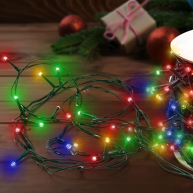 Christmas Light 500 LEDs 172ft Green Cable Wire Fairy String Twinkle Lights Plug in 12 Modes for Xmas Tree, Party, Indoor,Outdoor, Garden, Wedding, Home Decoration (Multi Color)