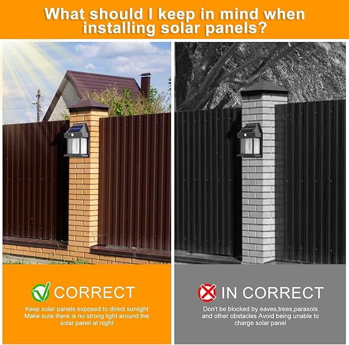 Joomer Solar Wall Lights Outdoor 2PACK ,Solar Wall Lantern with 3 Modes & Motion Sensor,Dusk to Dawn Porch Lights Fixture,Waterproof Exterior Lighting with Clear Panel for Entryway Front Door