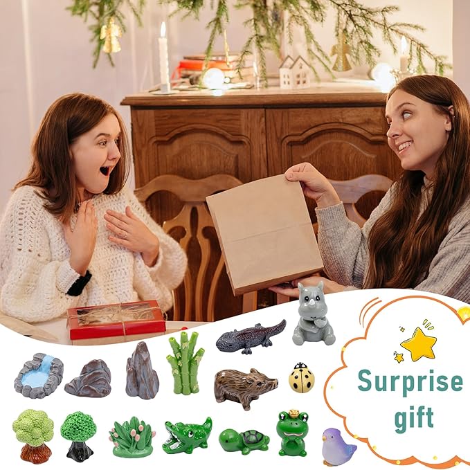 Miniature Small Animal Figurines, 80pcs of Mini Resin Animals, Forest Decoration Ornaments, Miniature Landscape Ornament Sets, Fairy Garden and Dollhouse Accessories