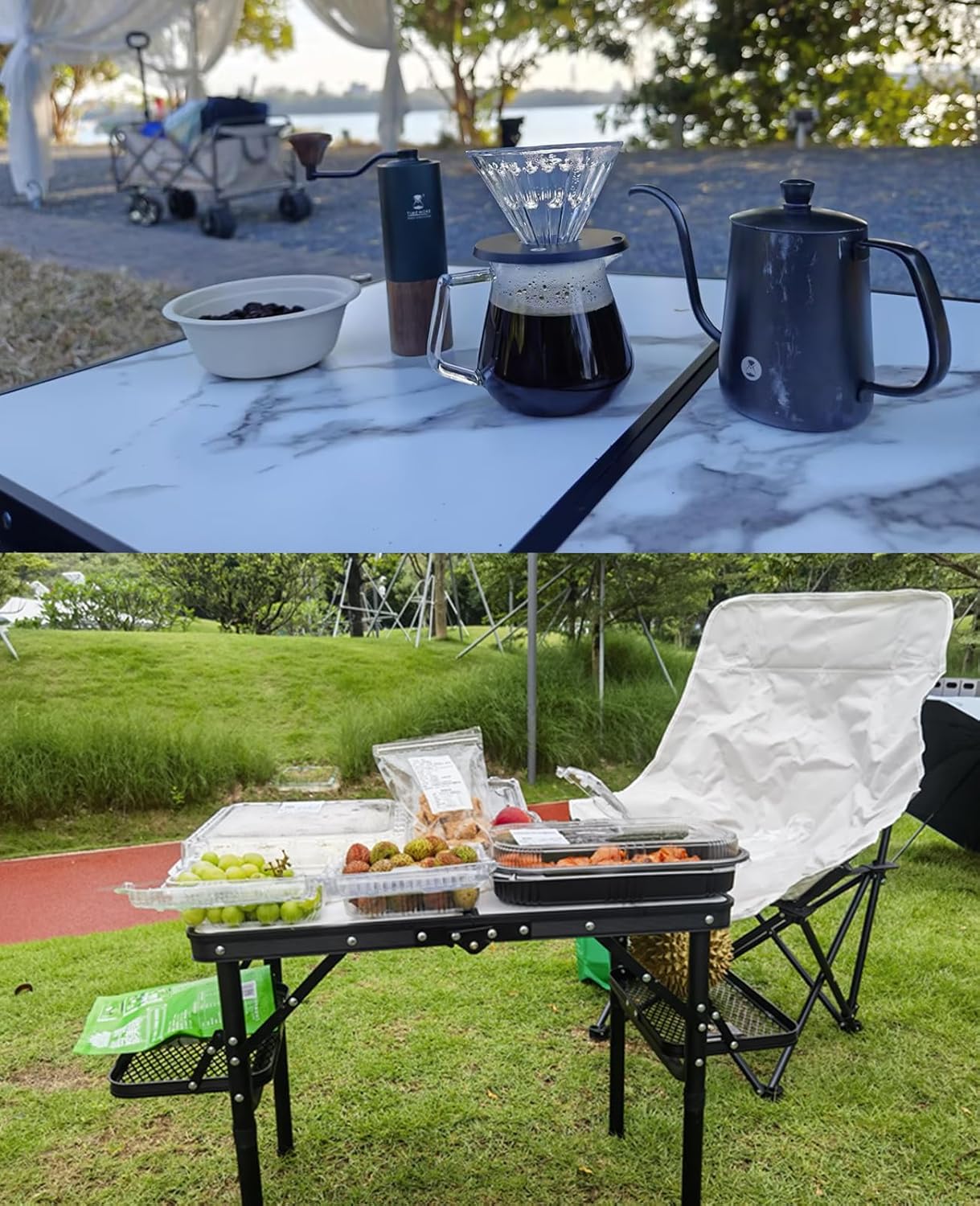 Titanker Folding Camping Table Small 2ft, Small Camp Table Portable with 50% Extra Space, Folding Picnic Table, Portable Beach Tables, Car Camping Essentials, Aluminum Light Solid