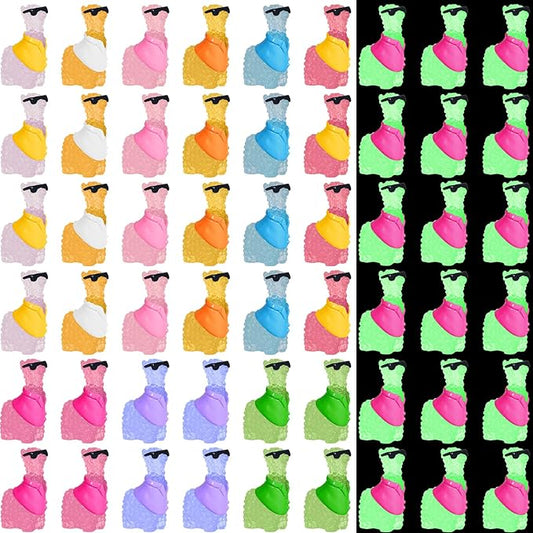 Poen 50 Pcs Resin Miniature Alpaca Figurines Glow in Dark Luminous Mini Animals Alpaca Llama for Garden Landscape Aquarium Dollhouse Decor(Elegant Style)