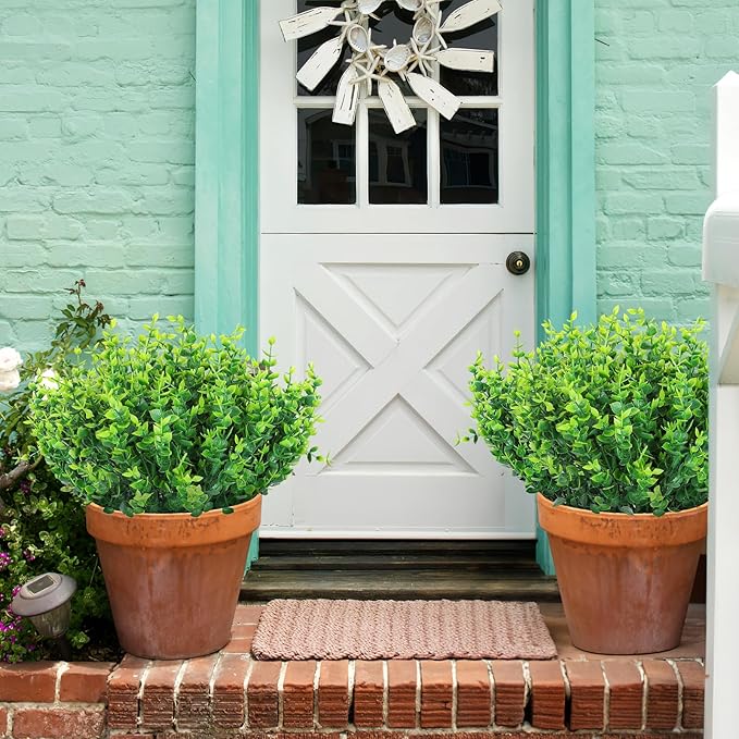 24 Bundles Fake Plants Greenery Stems,Artificial Plants for Outdoor,No Fade Faux Plastic Plants for Hanging Indoor,St Patricks Day Decoration Garden Porch Window Box Home Wedding Farmhouse