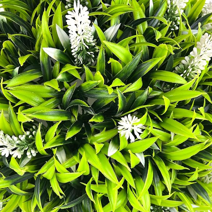 Sunnyglade 2 PCS 15 inch Artificial Plant Topiary Ball Faux Boxwood Decorative Balls for Backyard, Balcony,Garden, Wedding and Home Décor (White)