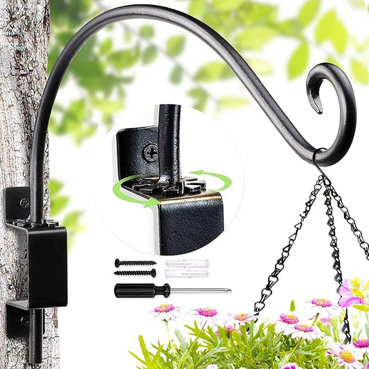 Swivel Bird Feeder Hanger Hook: Swivel Hanging Plant Bracket Outdoor - Wall Mount Swivel Hanging Hook for Bird Feeder 16-Inch
