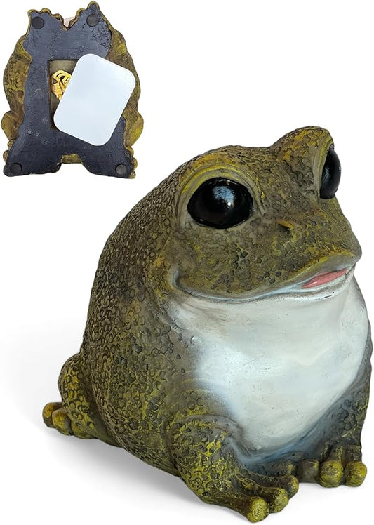 Stocky Frog Decorative Garden Statue and Key Hider - Hides a Secret Extra Hidden Key Outside in Garden, Yard or Porch