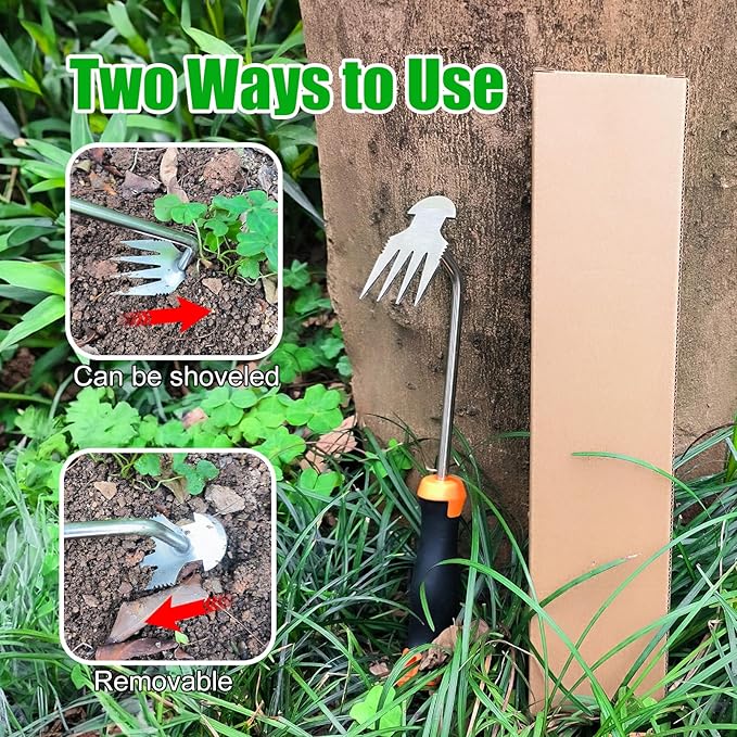 Weeding Artifact Uprooting Garden Weeding Tool, Upgraded Weed Removal Tool, Stainless Steel/Manganese Steel Weed Puller Manual Weeders for Home Gardening Yard Farmland (13in Stainless Steel Rubber)