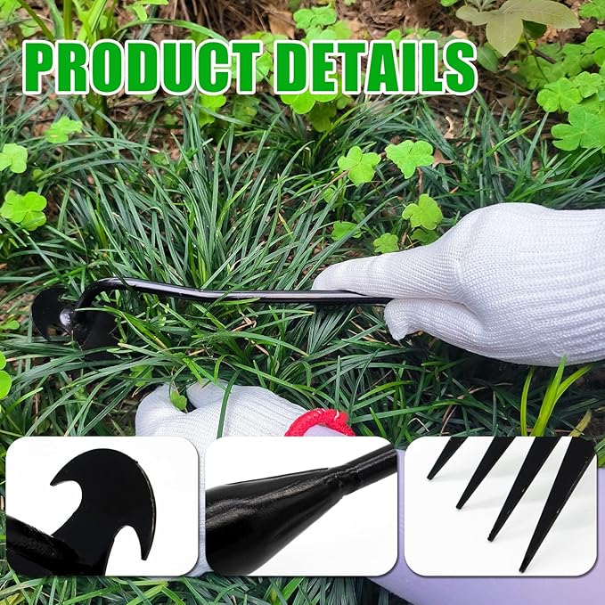 Weeding Artifact Uprooting Garden Weeding Tool, Upgraded Weed Removal Tool, Stainless Steel/Manganese Steel Weed Puller Manual Weeders for Home Gardening Yard Farmland (12in Black Metal Handle)