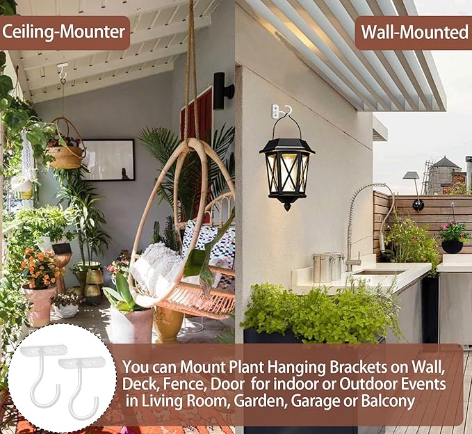 Ceiling Hooks for Hanging Plants 8P 2.5inches White