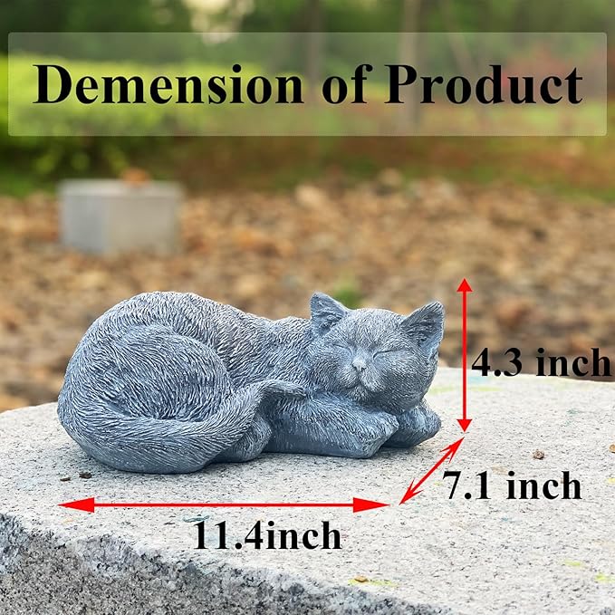 Cat Memorial Stones & Grave Markers Cat Statue, Cats Memorial Gifts for Loss of Cat Sympathy Gift, Cat Statues for Garden Outdoor Statue Decor, 11.4" Length Garden Accent Decorative Cat Figurine