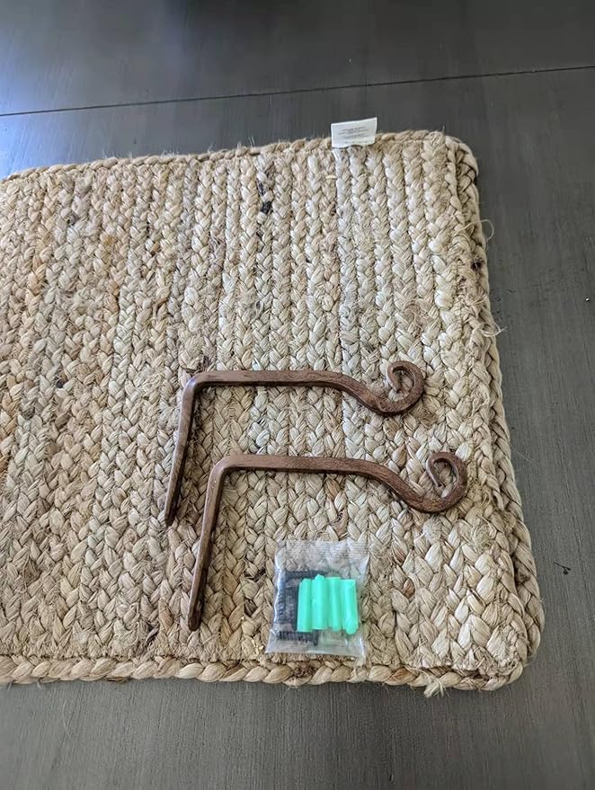 Jardim 2 Pack 6 Inch Premium Decorative Metal Iron Wall Hook, Indoor Outdoor Plant Hanger, Rustic Hanging Gardening Bracket Hook, for Planters, Bird Feeders, Lanterns, Wind Chimes (Coffee)