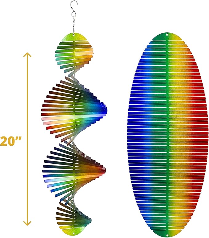 VP Home Rainbow Helix Kinetic Wind Spinner for Yard and Garden Wind Spinner Outdoor Metal Large Hanging Rainbow Decor 3D Garden Art Wind Sculpture Spinners Kinetic Art Garden Spinner