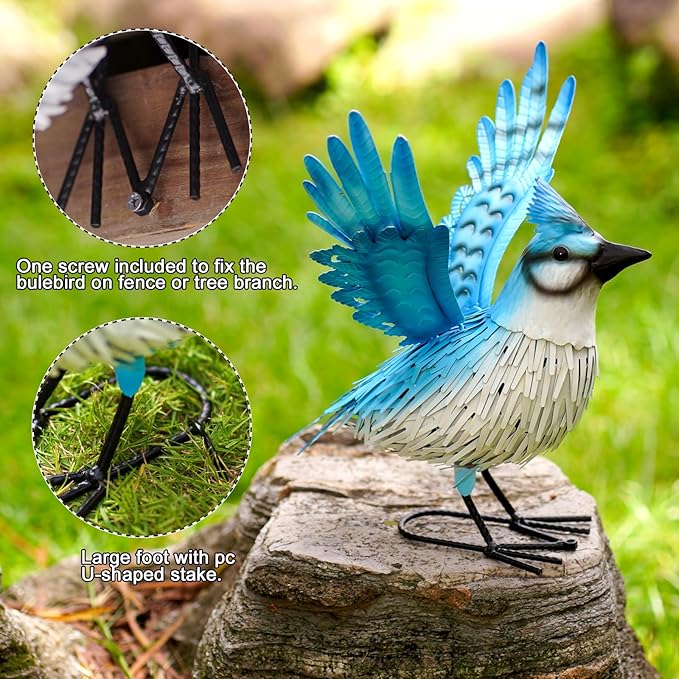 Nacome Blue Jay for Yard Art Statues: Garden Sculptures & Statues Clearance Lawn Decor for Patio Balcony Front - Gifts for Mom Grandma