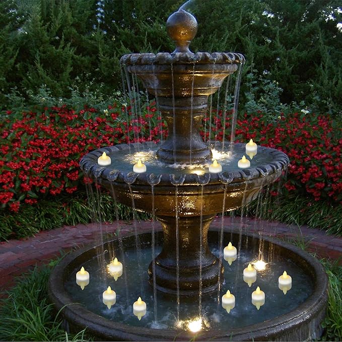 48 Pack Waterproof LED Floating Tea Lights, Flameless Flickering Battery Operated Outdoor Tealight Candles, White Water LED Votive Candles Bulk for Wedding Centerpiece Vase Halloween Decorations