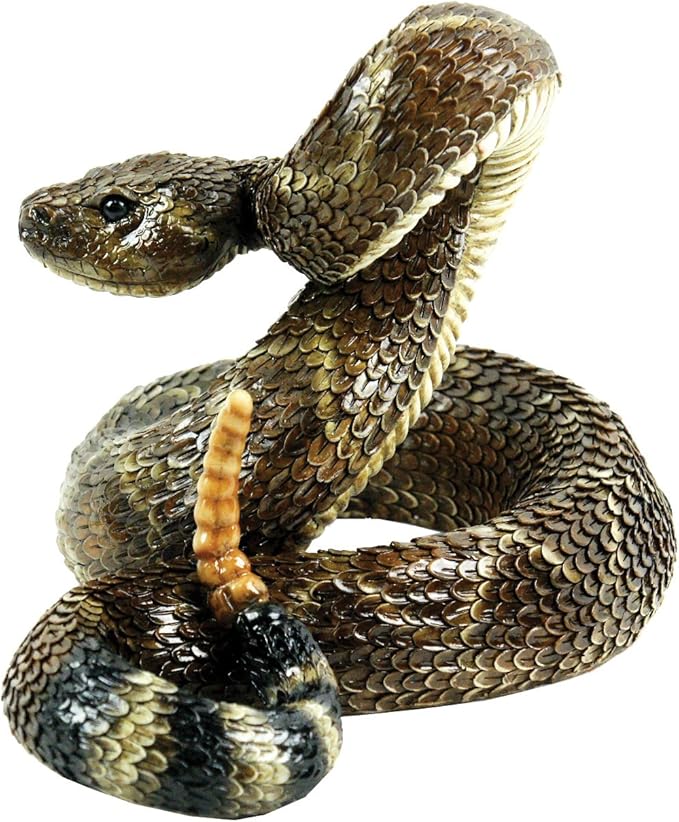 Michael Carr Designs Western Diamondback Rattlesnake L - Outdoor Snake Figurine for gardens, patios and lawns (80057),Brown