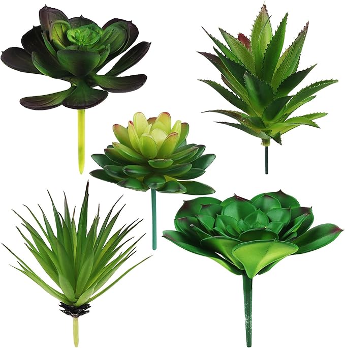 5 Pcs Faux Succulents Set,Realistic Large Fake Succulents,Artificial Hanging Ornaments Fleshed Plant Textured for Home Garden Wedding Party Decoration (green)