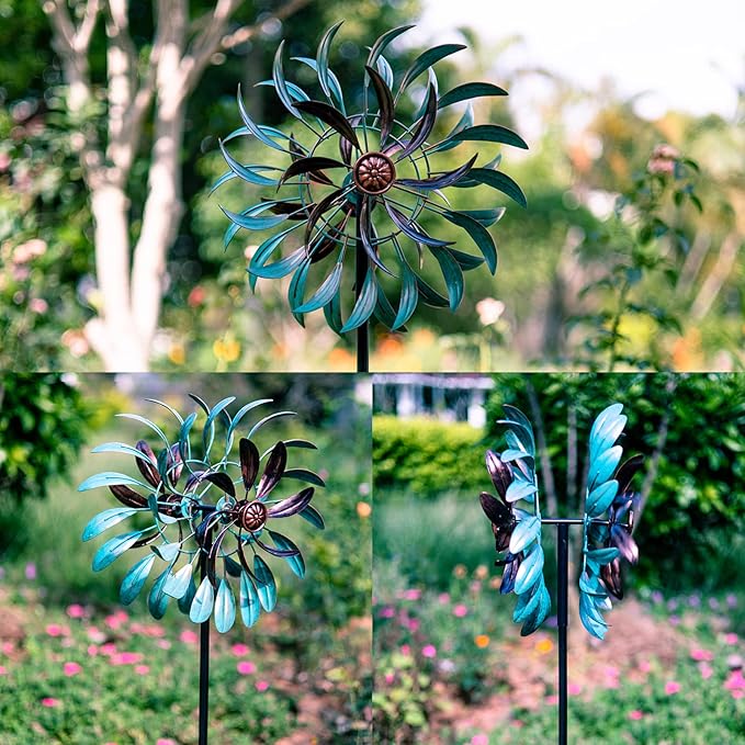 Stargarden Metal Wind Spinner,Two-Way Wind Sculptures,360 Degrees Kinetic Wind Spinners for Yard and Garden