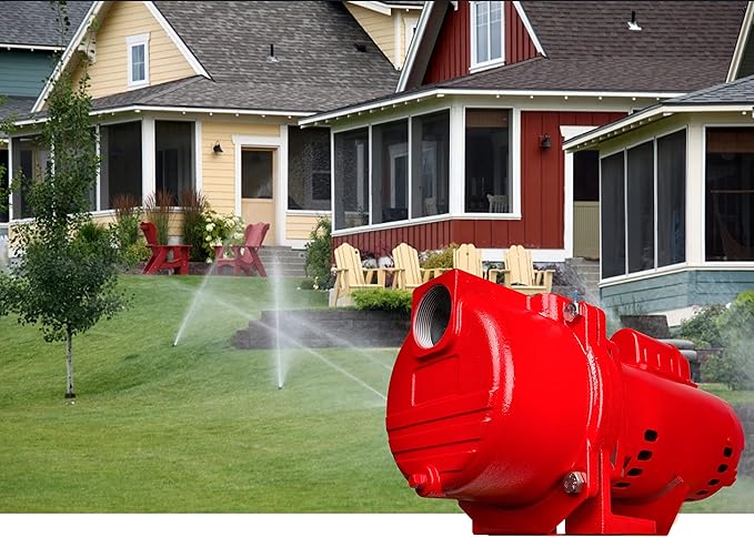 Red Lion 2 HP 230 Volt Cast Iron Sprinkler Pump Bundle with Blue Devil Motor Cover