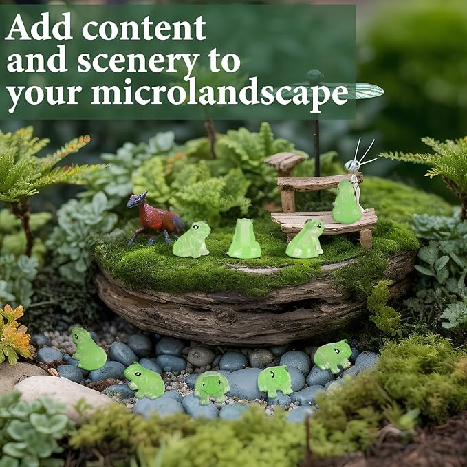 Shappy 140 Pcs Resin Mini Frogs Miniature Figurines Animals Glow in The Dark Tiny Frogs for Garden Landscape Micro DIY Ornament Accessories Home Decor