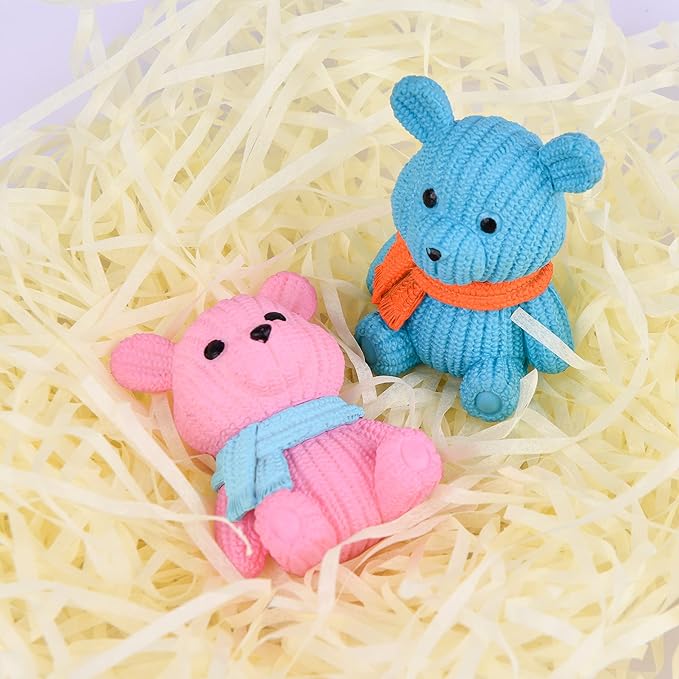 8Pcs Mini Resin Teddy Bear Figurines Cute Scarf Bears Desktop Ornaments Car Interior Decoration Garden FigurinesTiny Bear Statues Animals Sculpture Micro Landscape