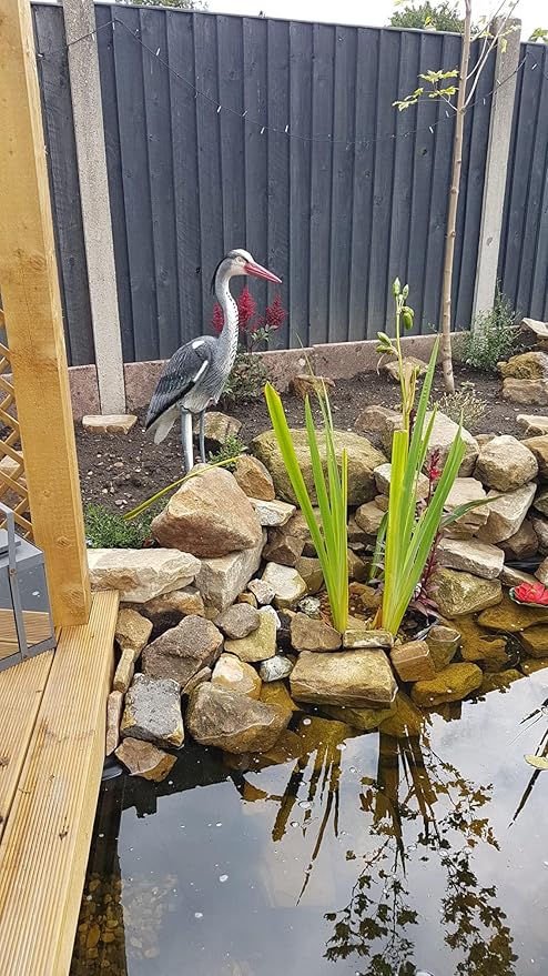 Blue Heron Decoy with Legs & Stake 30'' (76cm) Tall, Adult Blue Heron Statue for Backyard Koi Fish Ponds, Yards & Water Gardens