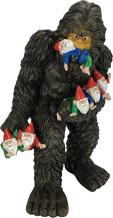 GlitZGlam Large Miniature Bigfoot and Gnomes for Fairy Garden. A Large Gnome Figurine (13 inch High) and Fairy Garden Accessory