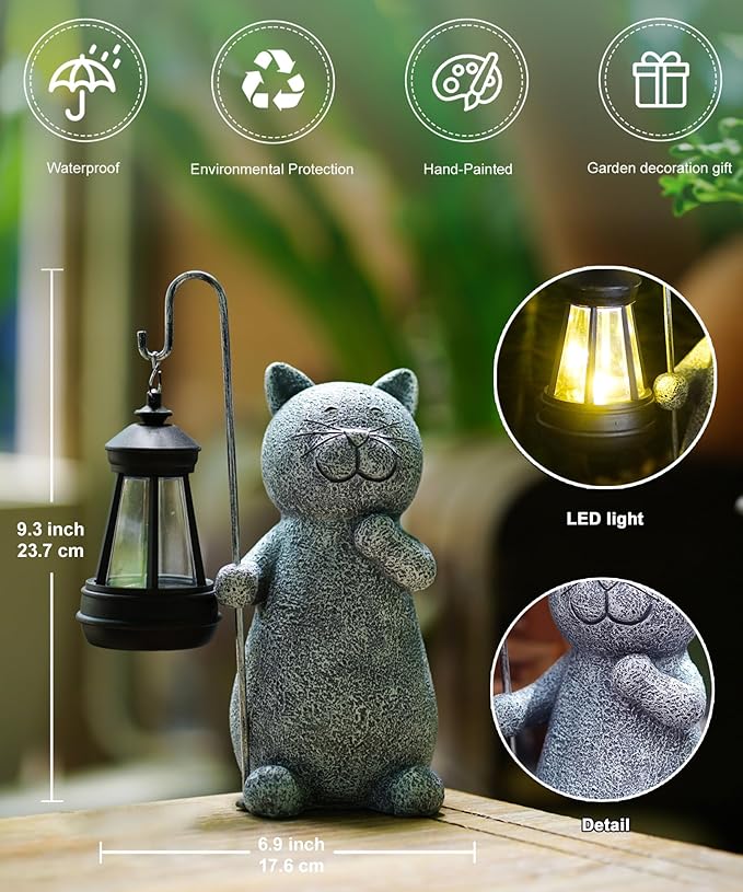 Solar Statue for Garden Decoration: Outdoor Sculpture for Yard Lawn Home House Balcony Patio - Unique Housewarming Gift for Lover Mom Women Grandma