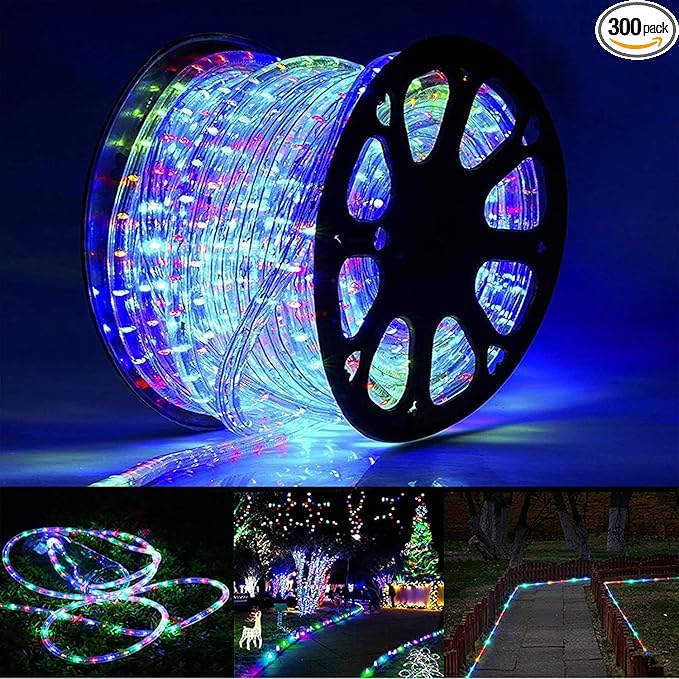 50ft 360 LED Rope Lights Outdoor, Connectable and Flexible Tube Lights with 8 Modes, Waterproof Indoor Outdoor LED Rope Lighting for Deck, Garden, Pool, Patio, Indoor Outdoor Decorations (Multicolor)