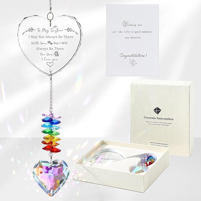 Sister Gifts, Sister Birthday Gifts, Crystal Suncatcher Gifts for Sister, Sisters Gifts from Sister, Unique Gifts for Sister, Window Hangings Home Decoration