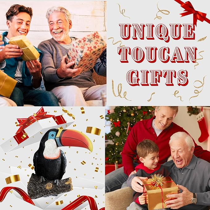 Toucan Tree Hugger Tree Decor Hanging Garden Statue 11.4 Inches High Multicolor Resin Tropical Animal Lawn Exotic Bird Sculpture Tree Decoration for Lawn Porch Yard Patio (Style2)